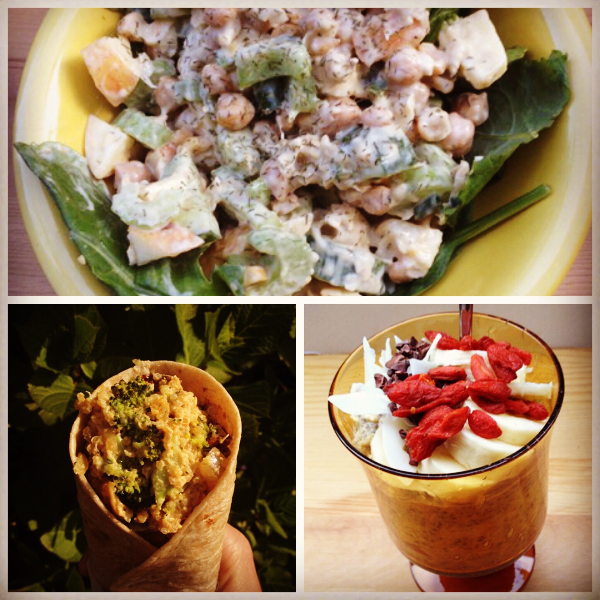 Review of the Chickpea Salad, Broccoli and Cashew Cheese Quinoa Burrito, and the Overnight Oats